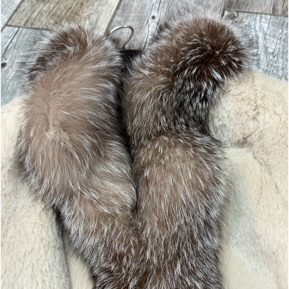 Vintage Genuine Rabbit Fur/Fox Trim Reversible Coat XXXL - Picture 3 of 7